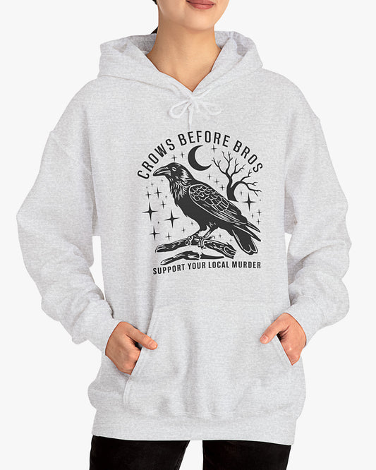 crows before bros hoodie in ash gray color