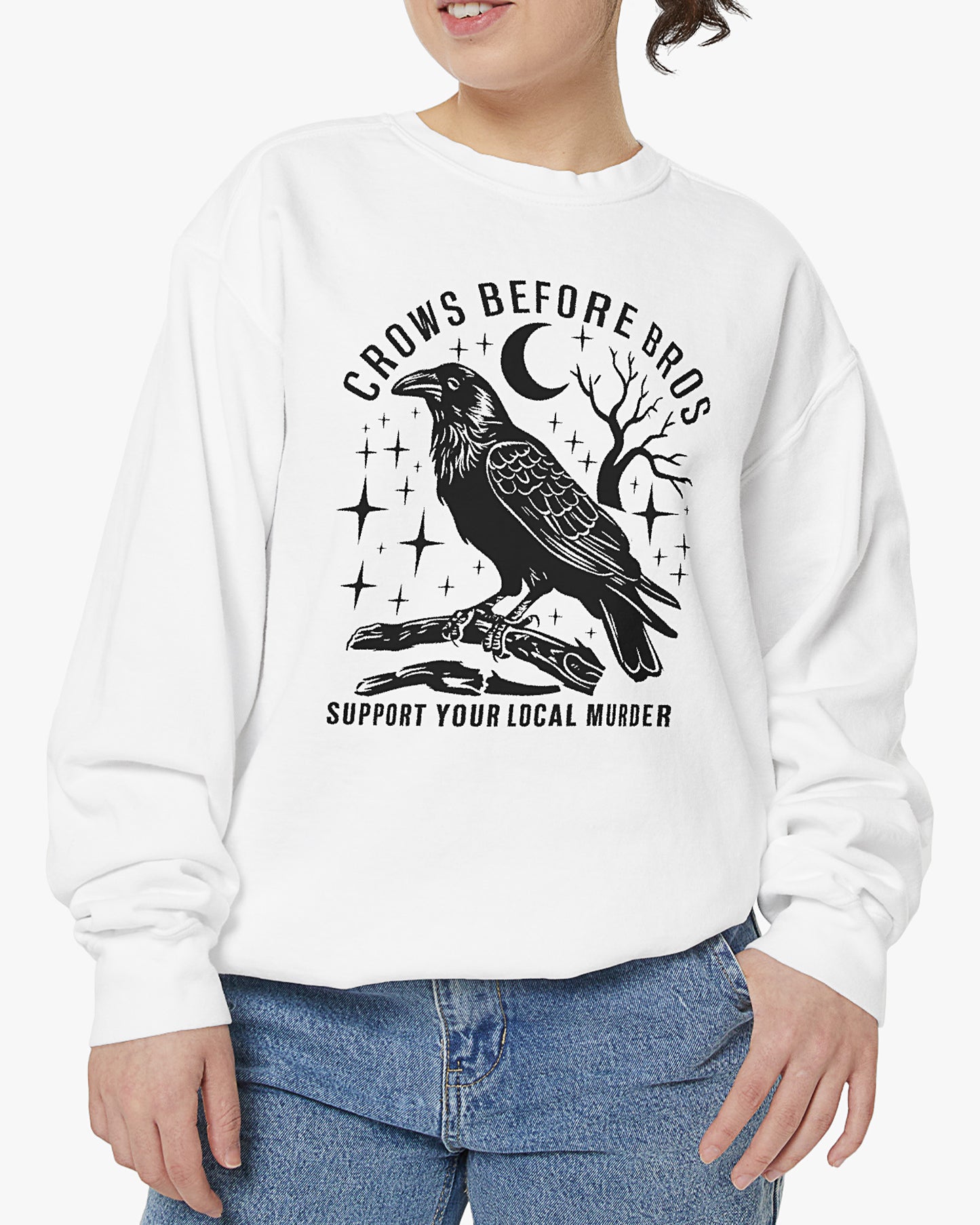 crows before bros sweatshirt in white color