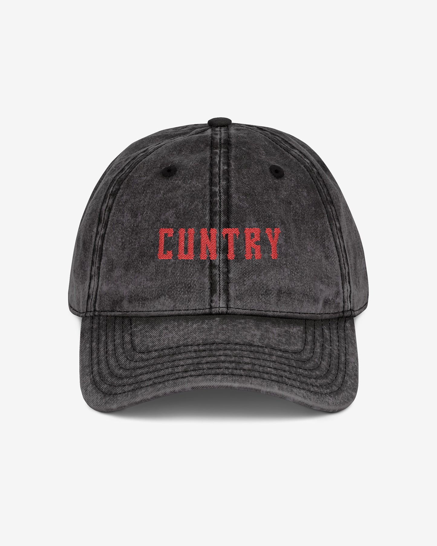 Cuntry embroidered vintage cap in black