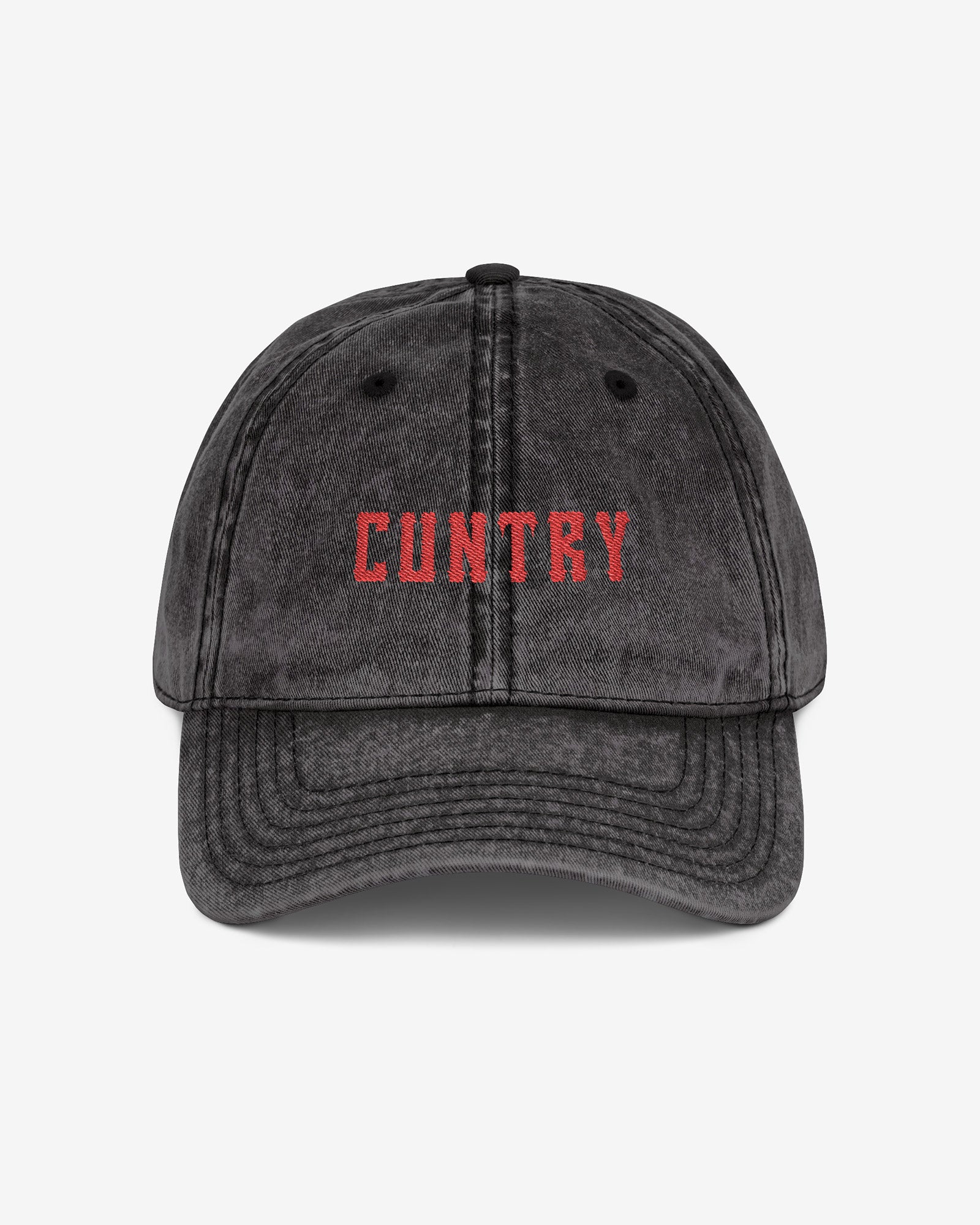Cuntry embroidered vintage cap in black