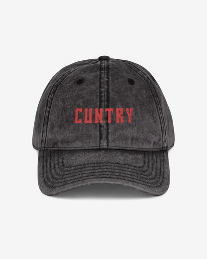 Cuntry embroidered vintage cap in black