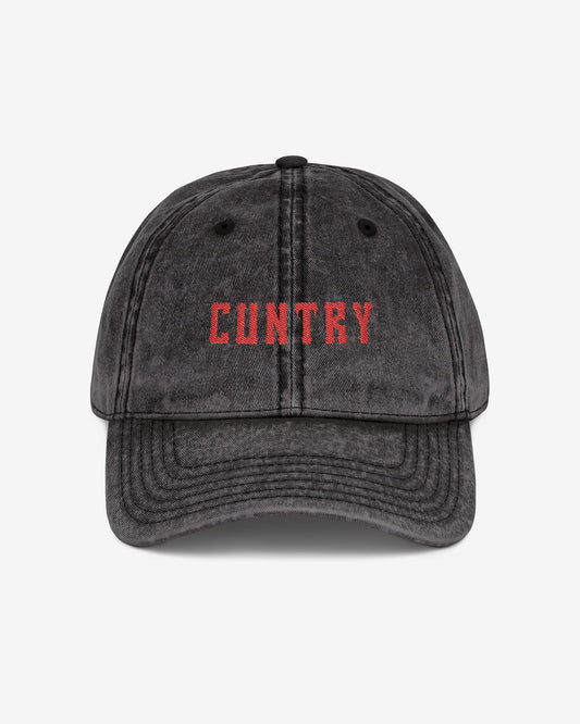 Cuntry embroidered vintage cap in black