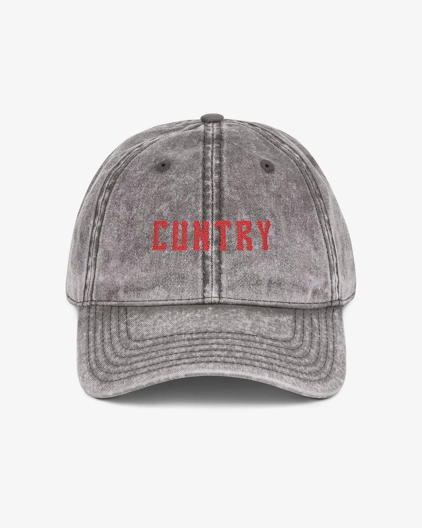 Cuntry embroidered vintage cap in charcoal gray