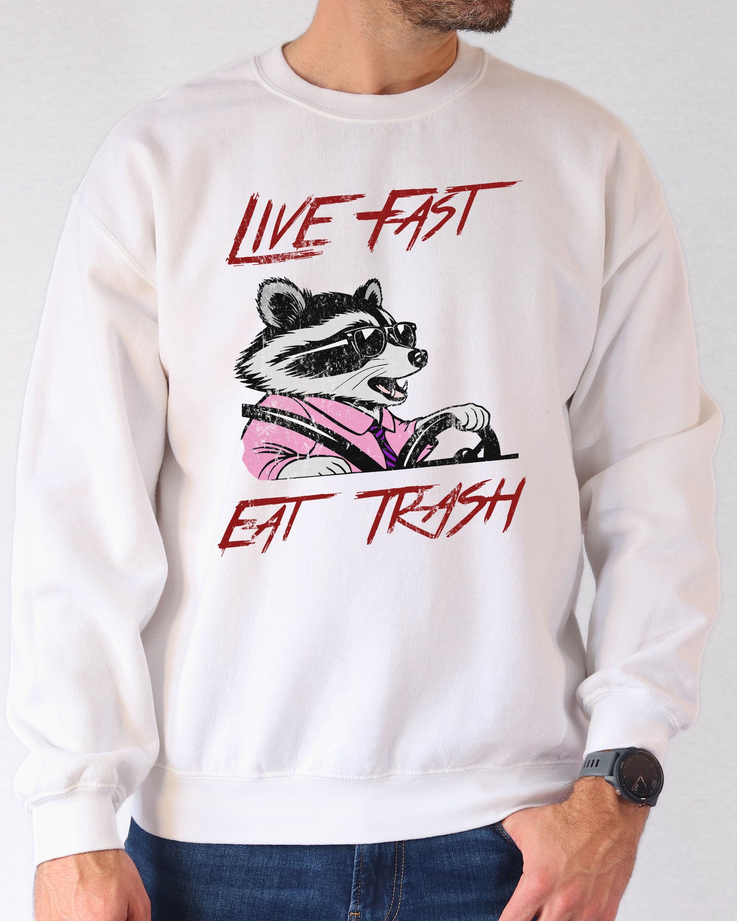 Live Fast Eat Trash Sweatshirt - White