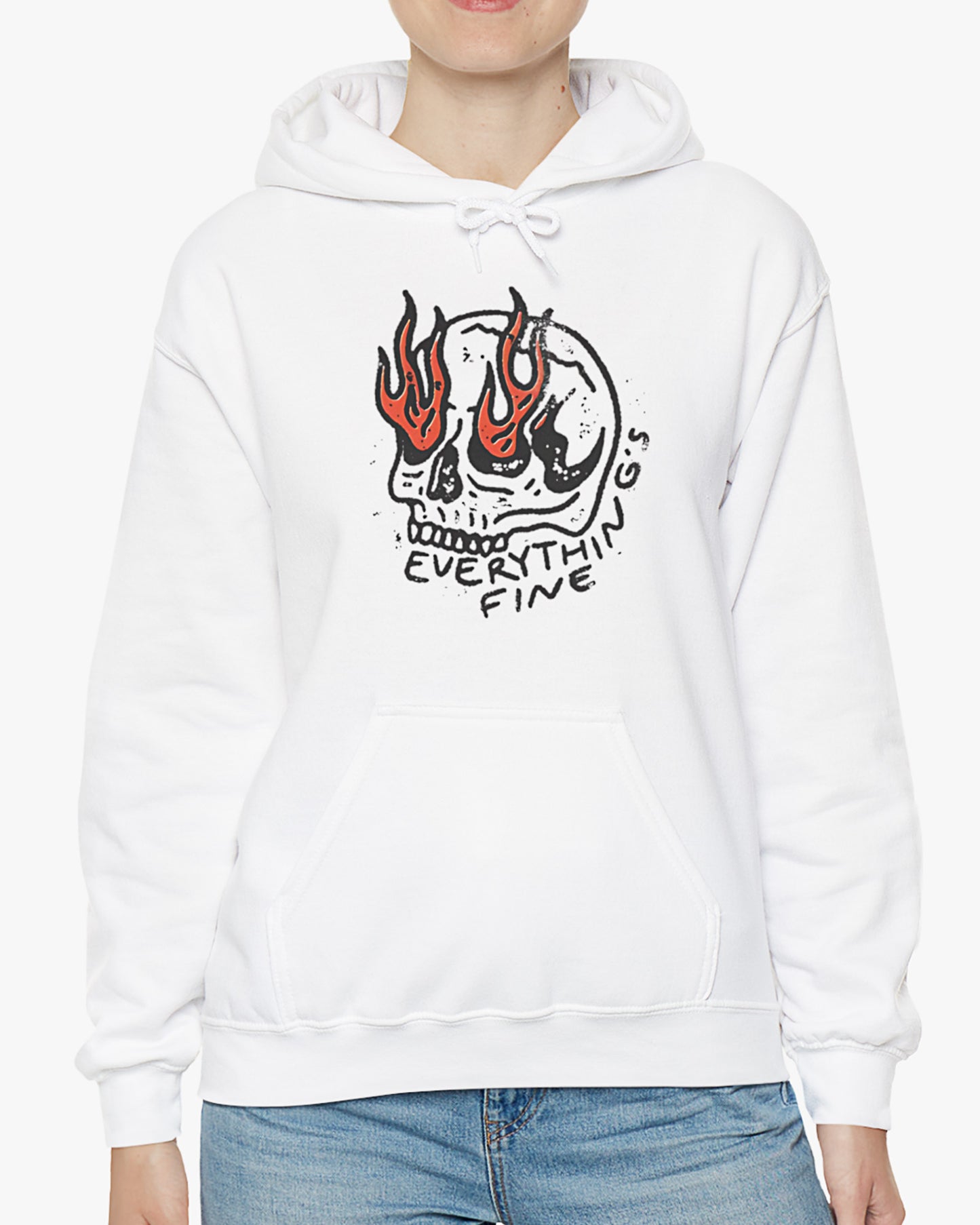 everything is fine hoodie in white color