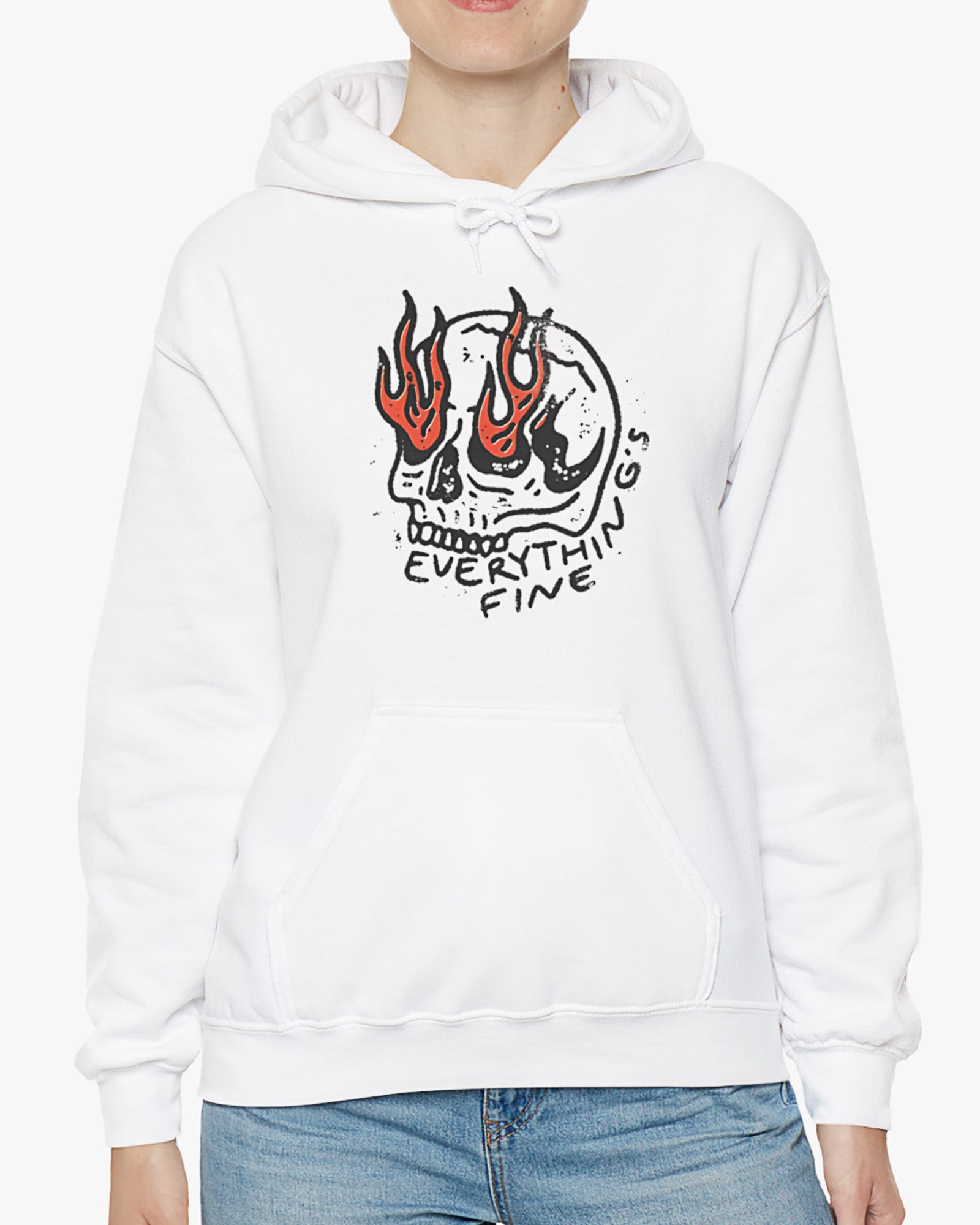 everything is fine hoodie in white color