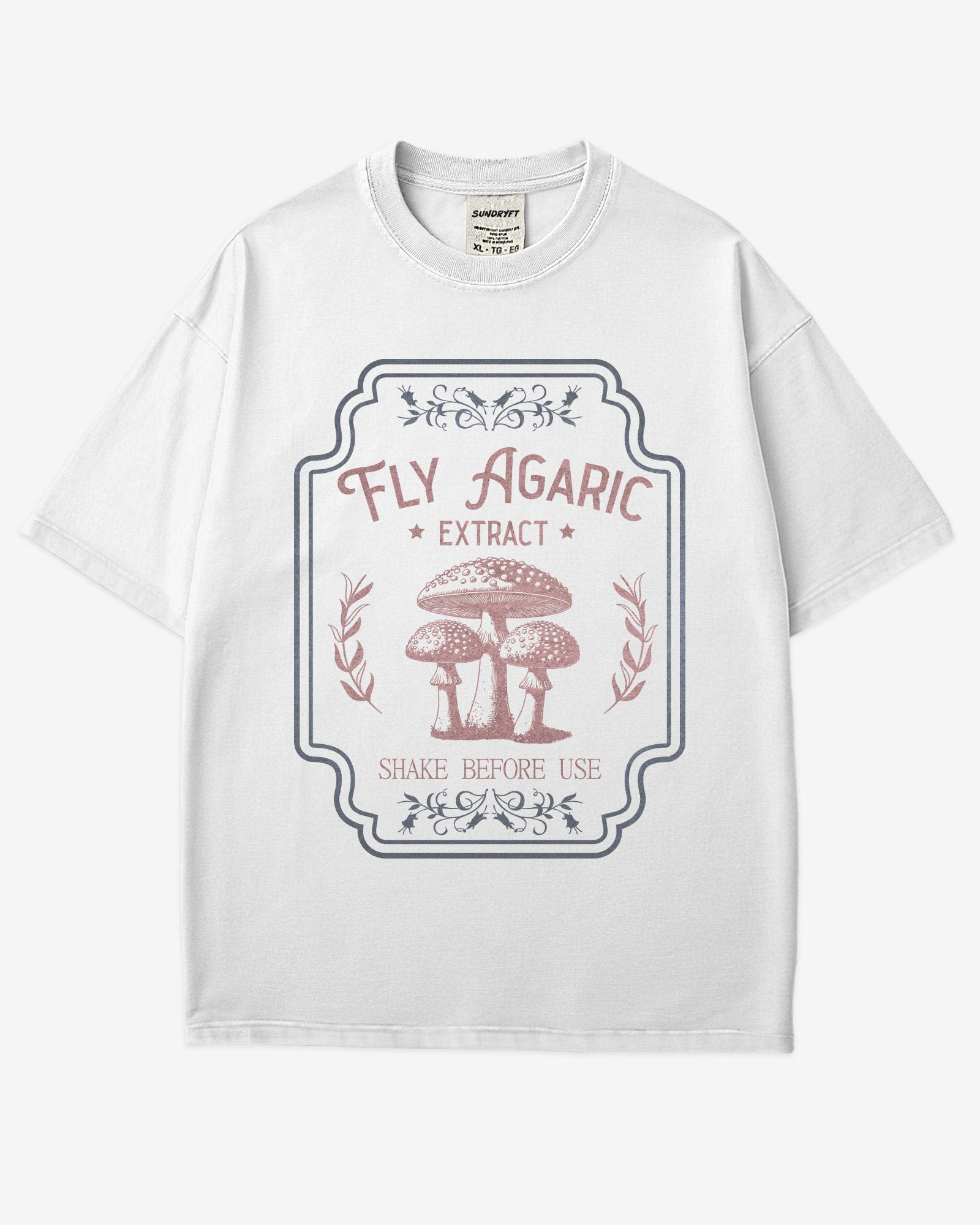 Retro Fly Agaric Extract Potion Shirt in white color with Halloween graphic design