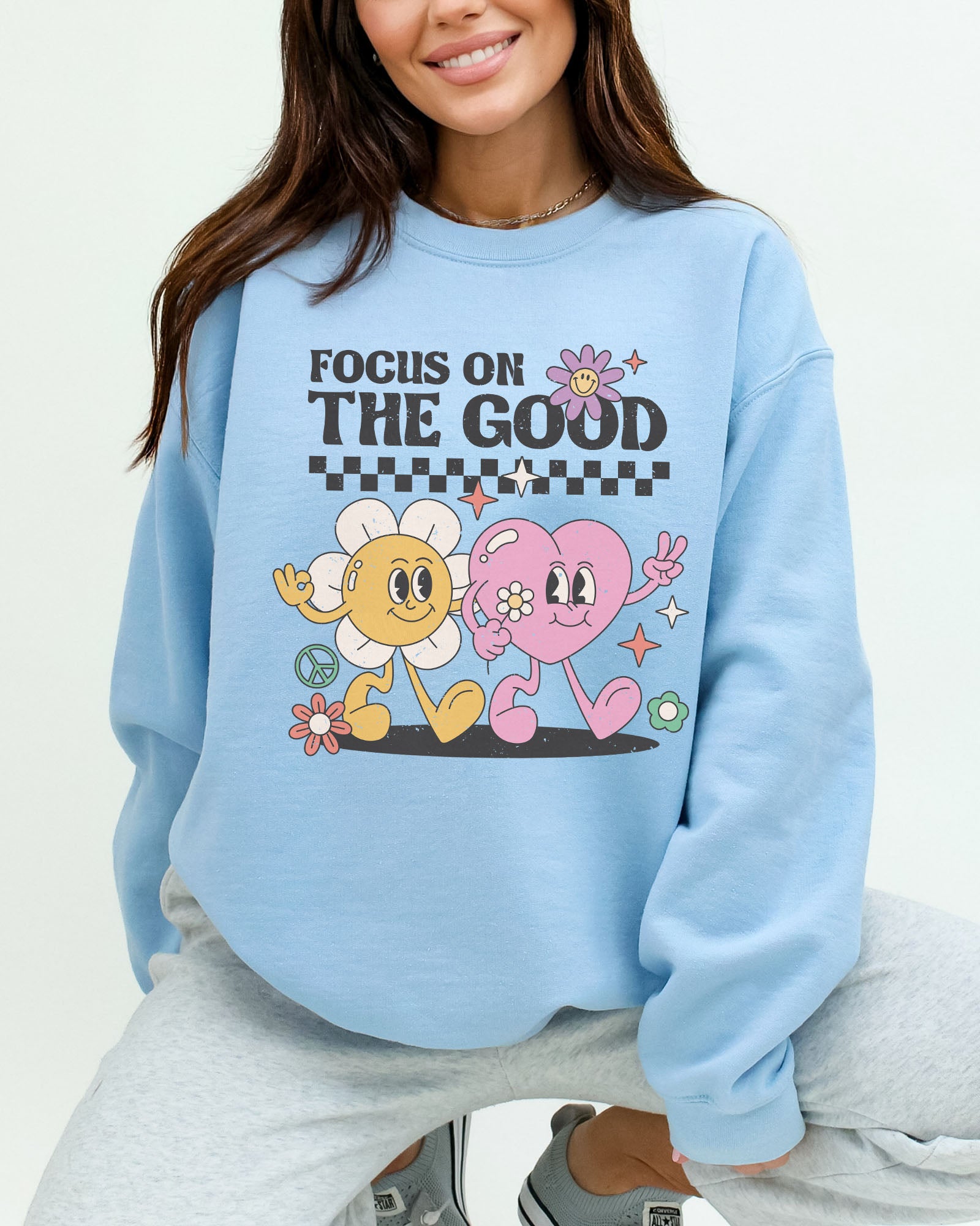 Focus On The Good Sweatshirt - Light Blue