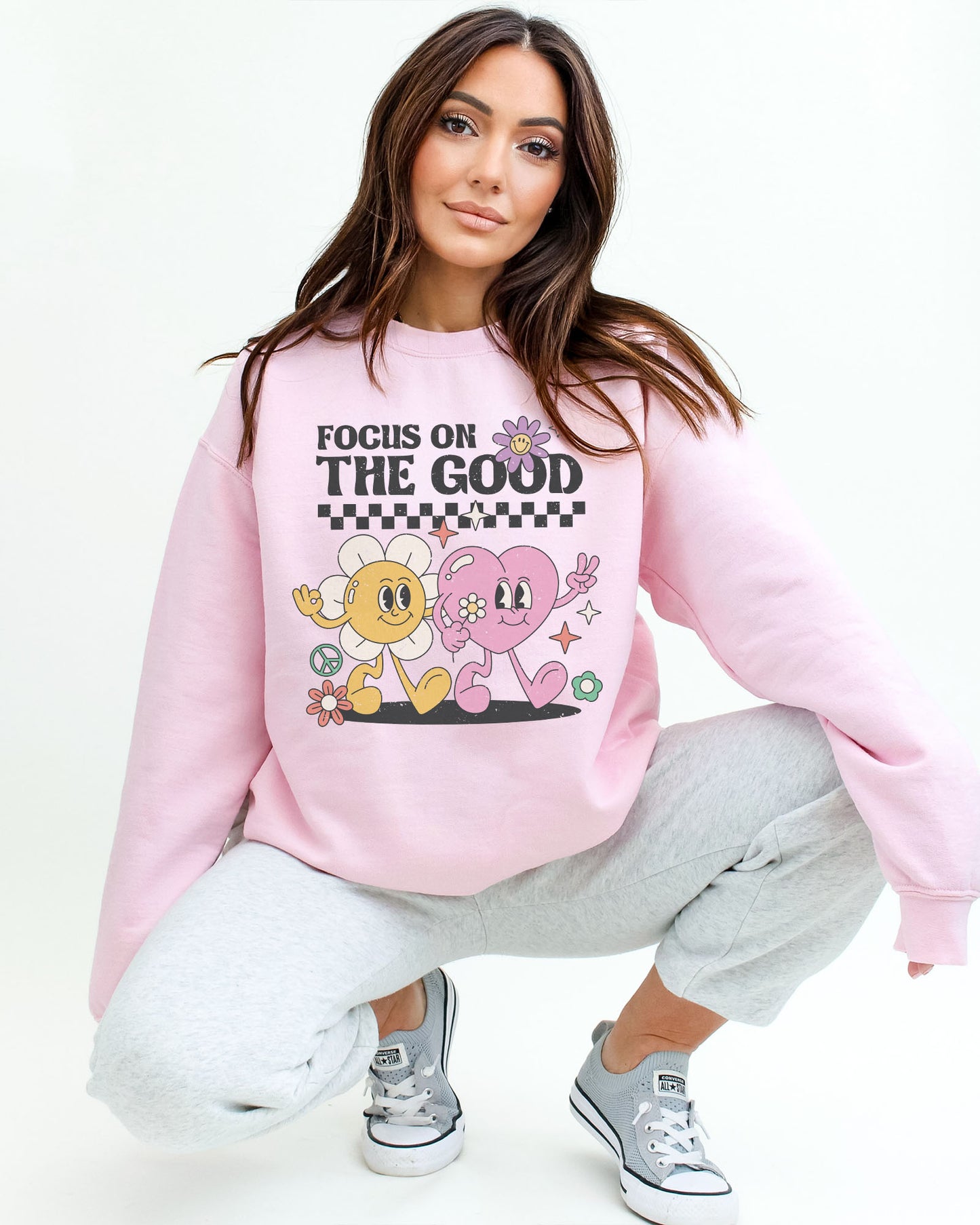 Focus On The Good Sweatshirt - Light Pink