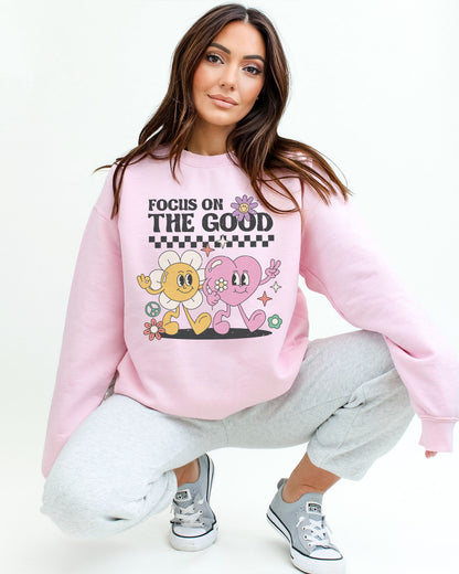 Focus On The Good Sweatshirt - Light Pink