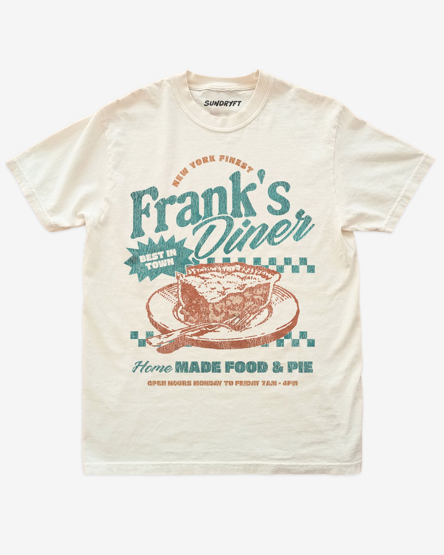 Retro New York Diner "Frank's Diner' graphic tee in ivory color