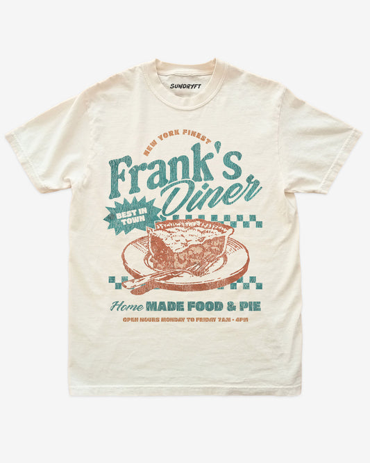 Retro New York Diner "Frank's Diner' graphic tee in ivory color