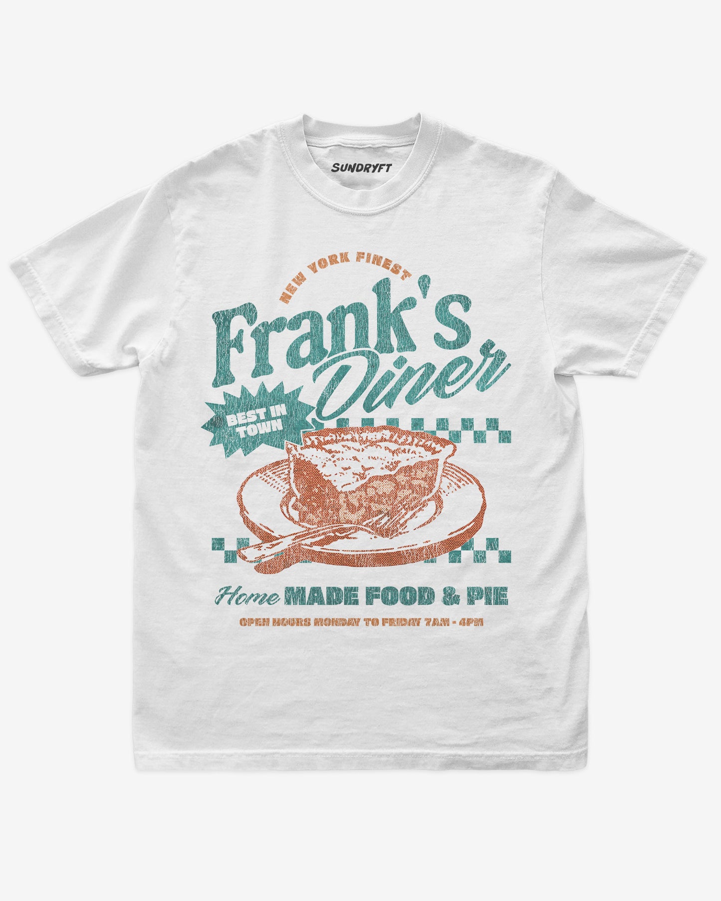 Retro New York Diner "Frank's Diner' graphic tee in white color