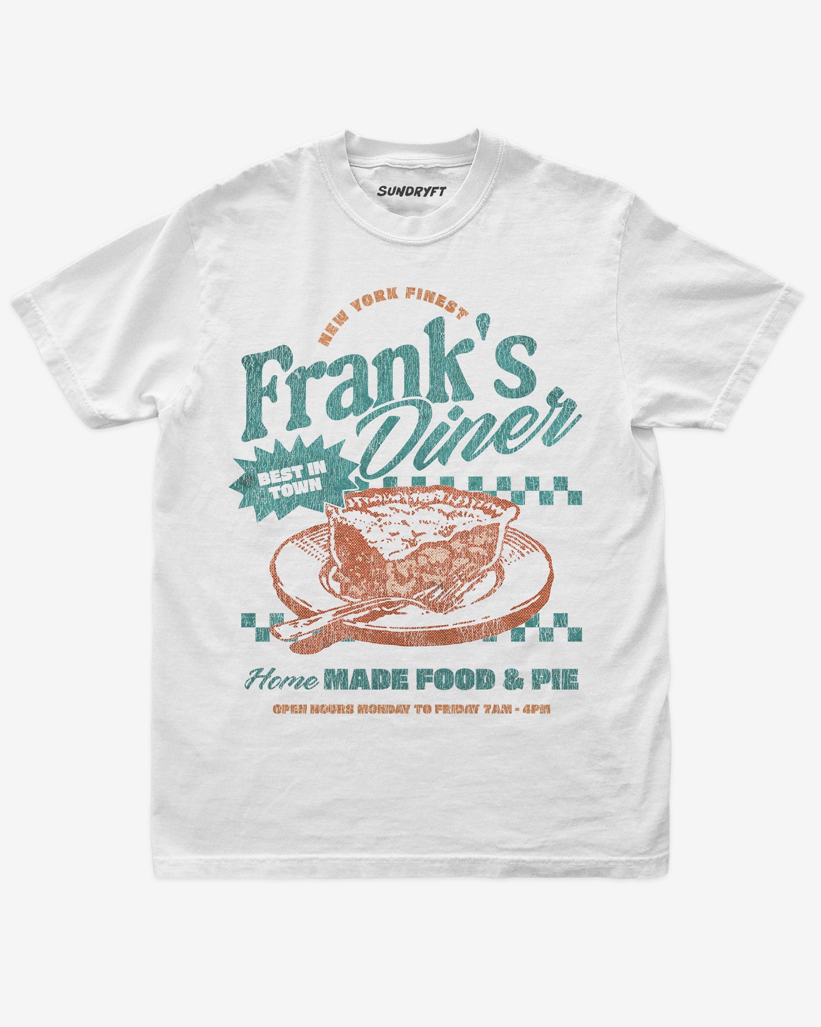 Retro New York Diner "Frank's Diner' graphic tee in white color