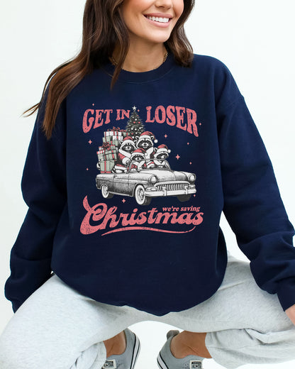 Get In Loser We're Saving Christmas Sweatshirt - Navy