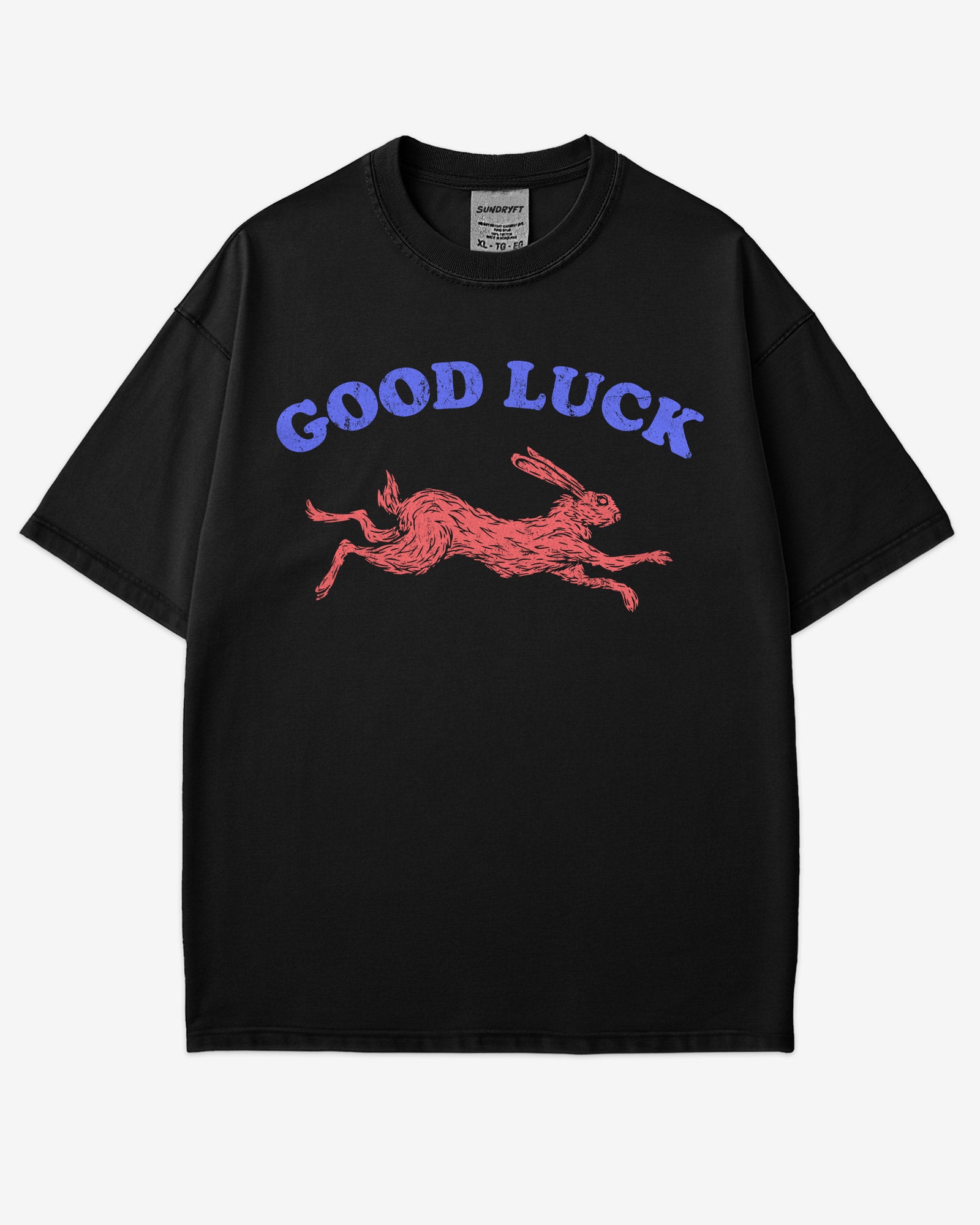 Good Luck Shirt in black – retro rabbit graphic tee with Western-inspired design, unisex cotton vintage style shirt