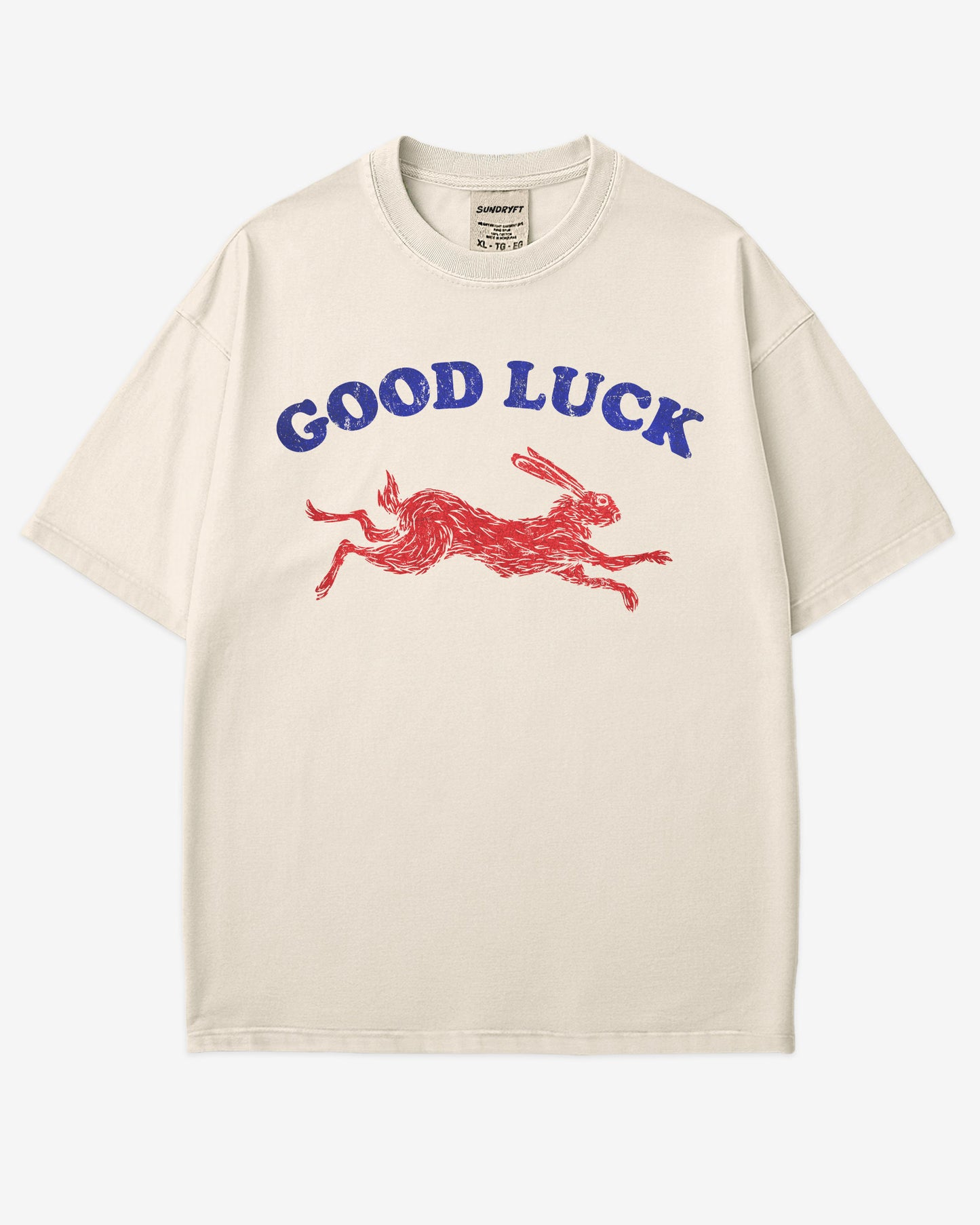 Good Luck Shirt in ivory – retro rabbit graphic tee with Western-inspired design, unisex cotton vintage style shirt