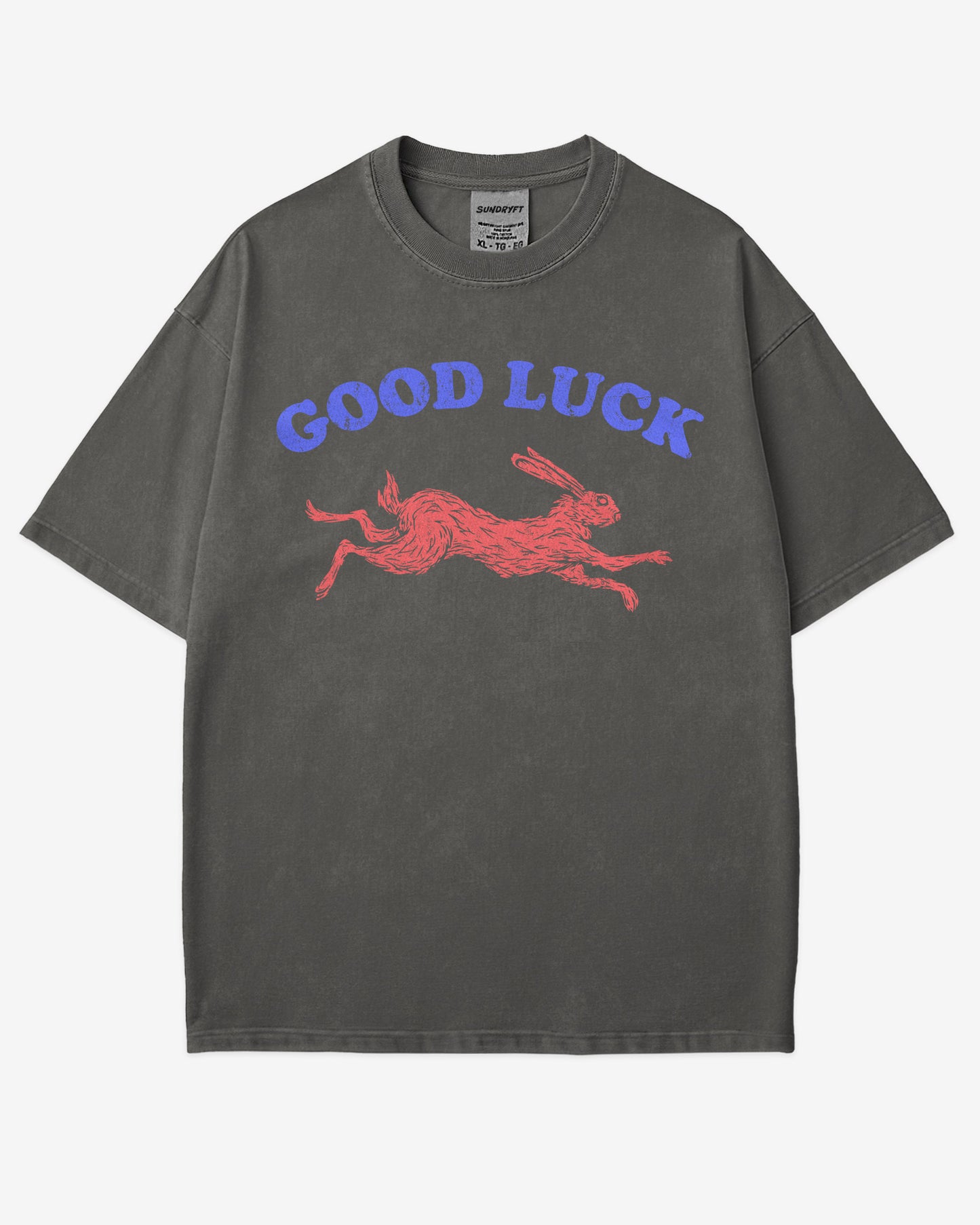 Good Luck Shirt in pepper – retro rabbit graphic tee with Western-inspired design, unisex cotton vintage style shirt
