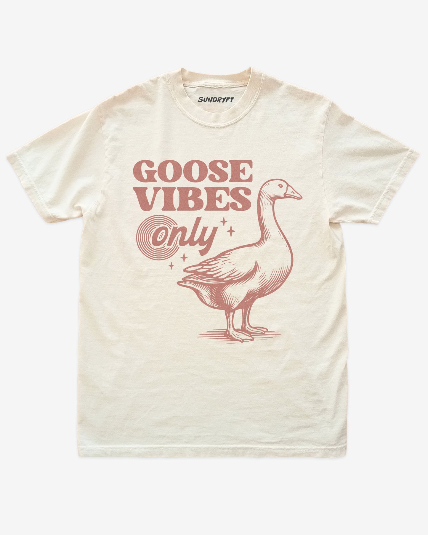 Goose Vibes Only shirt in ivory with retro goose graphic
