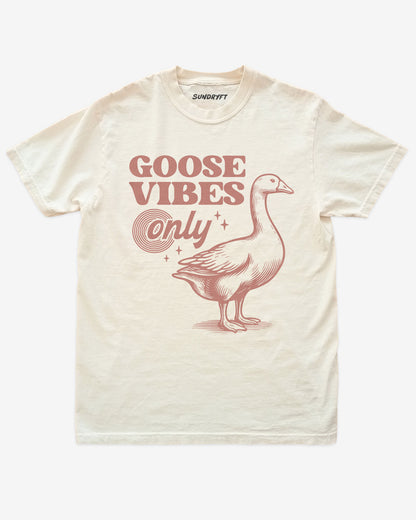 Goose Vibes Only shirt in ivory with retro goose graphic