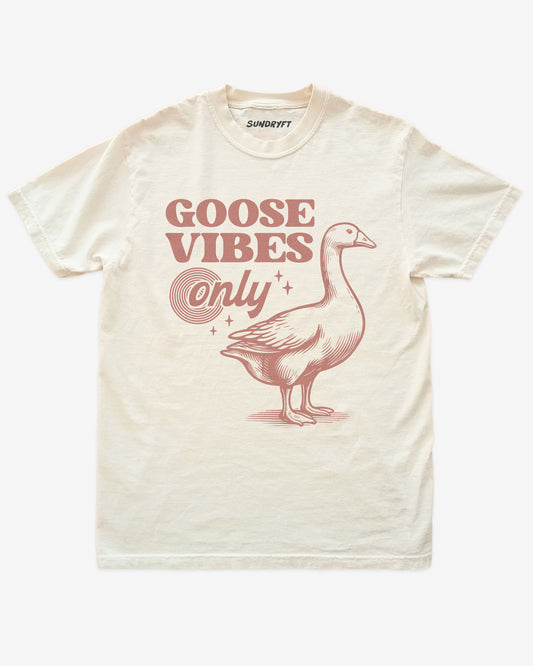 Goose Vibes Only shirt in ivory with retro goose graphic