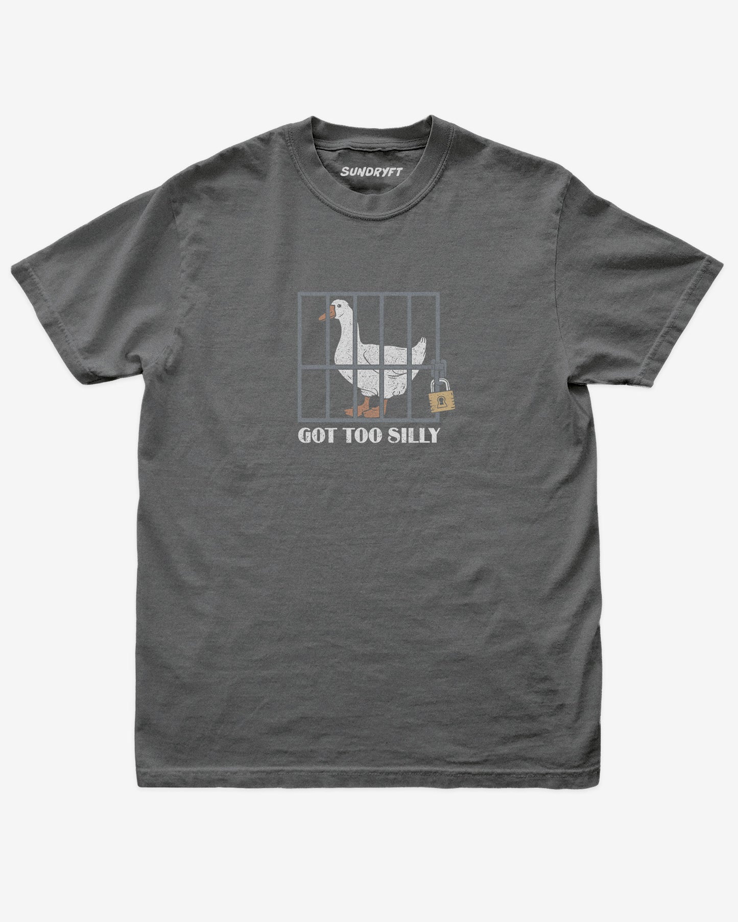 Pepper “Got Too Silly” funny silly goose vintage graphic shirt flat lay.