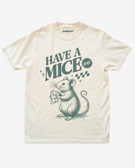 Have A Mice Day shirt in ivory with mouse graphic