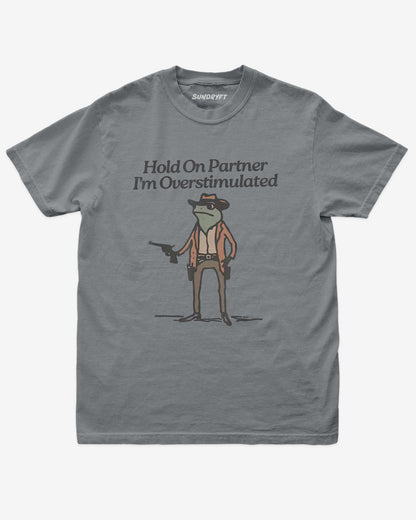 Hold On Partner I'm Overstimulated Shirt