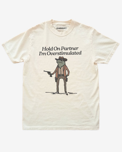 Hold On Partner I'm Overstimulated Shirt