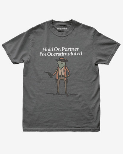 Hold On Partner I'm Overstimulated Shirt