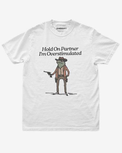 Hold On Partner I'm Overstimulated Shirt