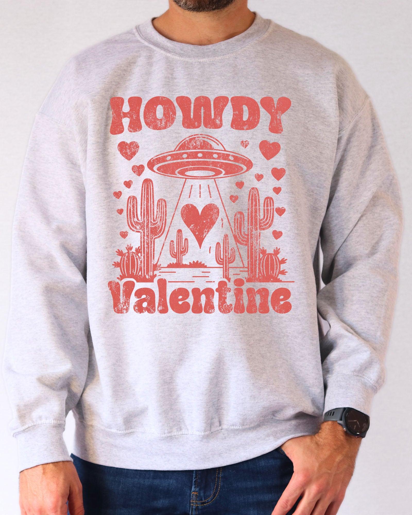 Howdy Valentine Sweatshirt - Ash