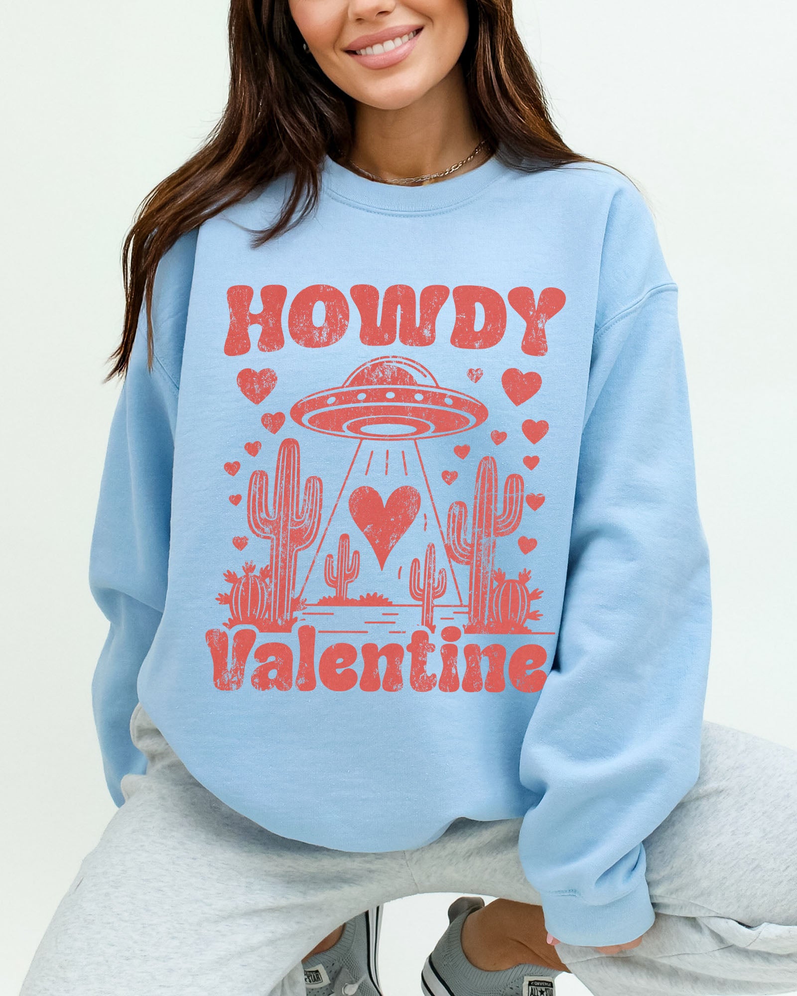 Howdy Valentine Sweatshirt - Light Blue