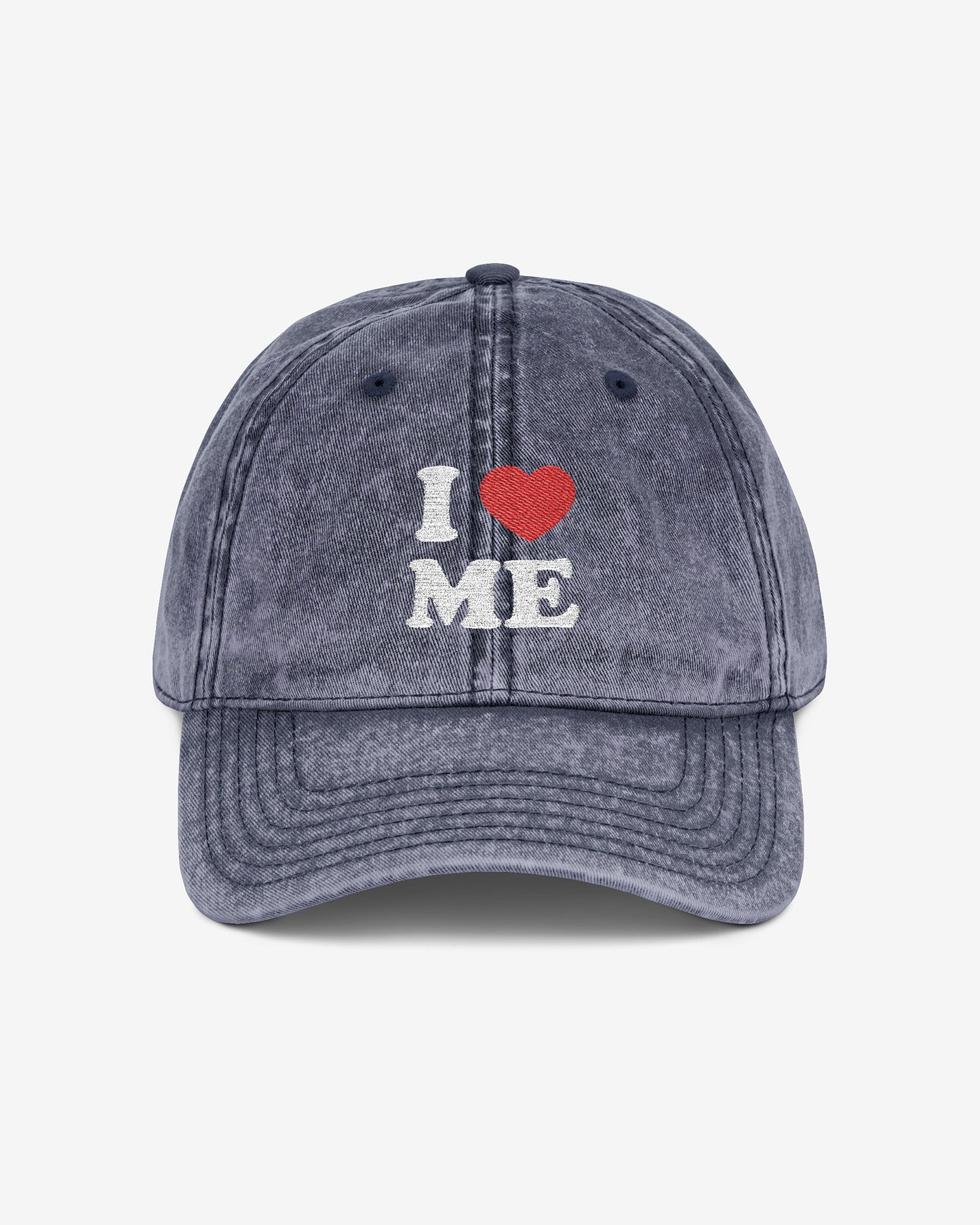 I Love Me embroidered vintage cap in navy