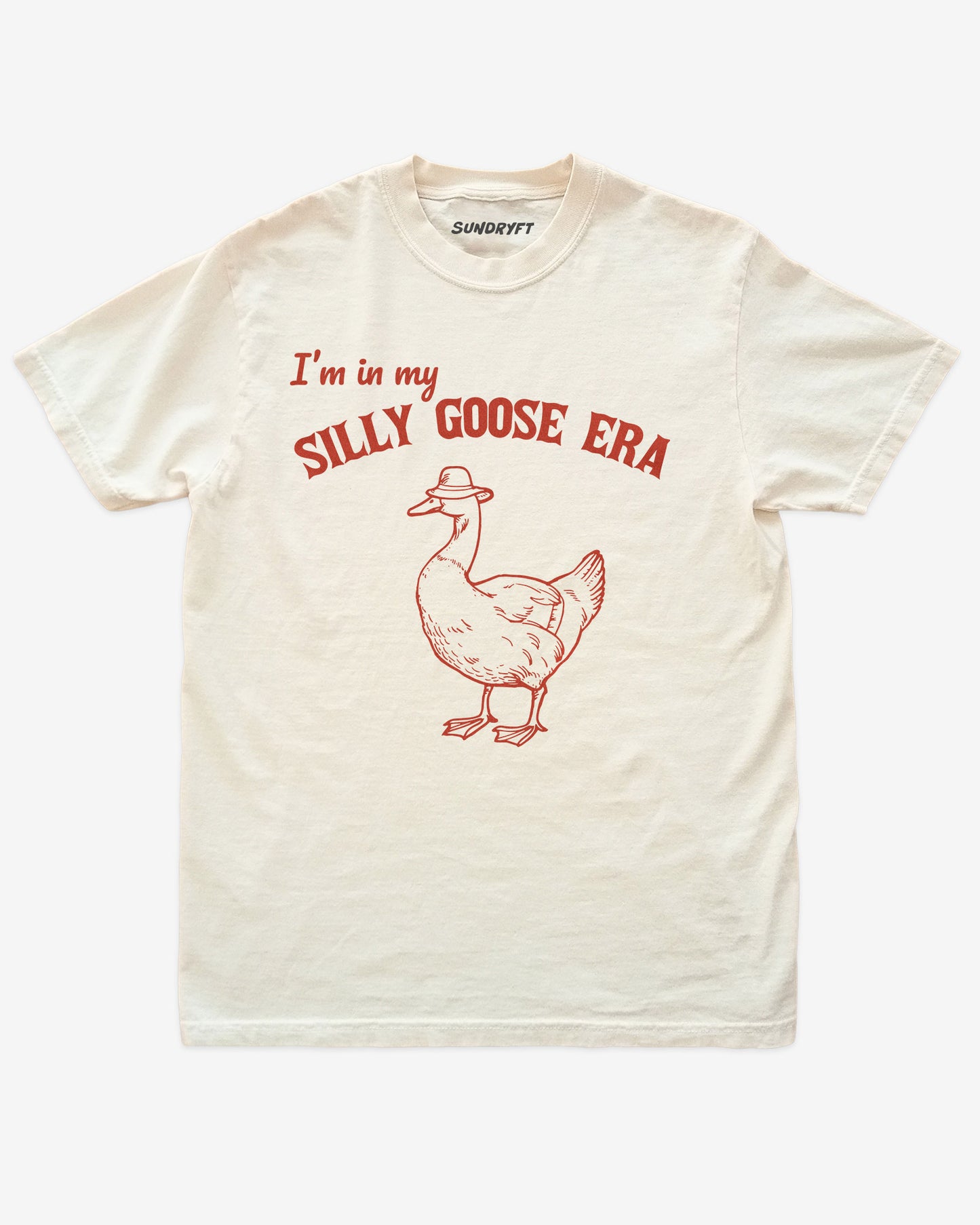 I'm In My Silly Goose Era shirt in ivory with funny retro goose graphic
