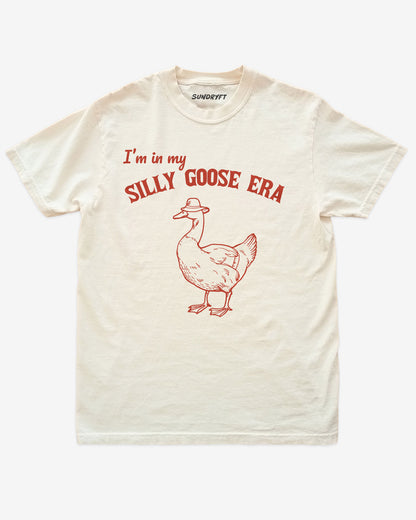 I'm In My Silly Goose Era shirt in ivory with funny retro goose graphic