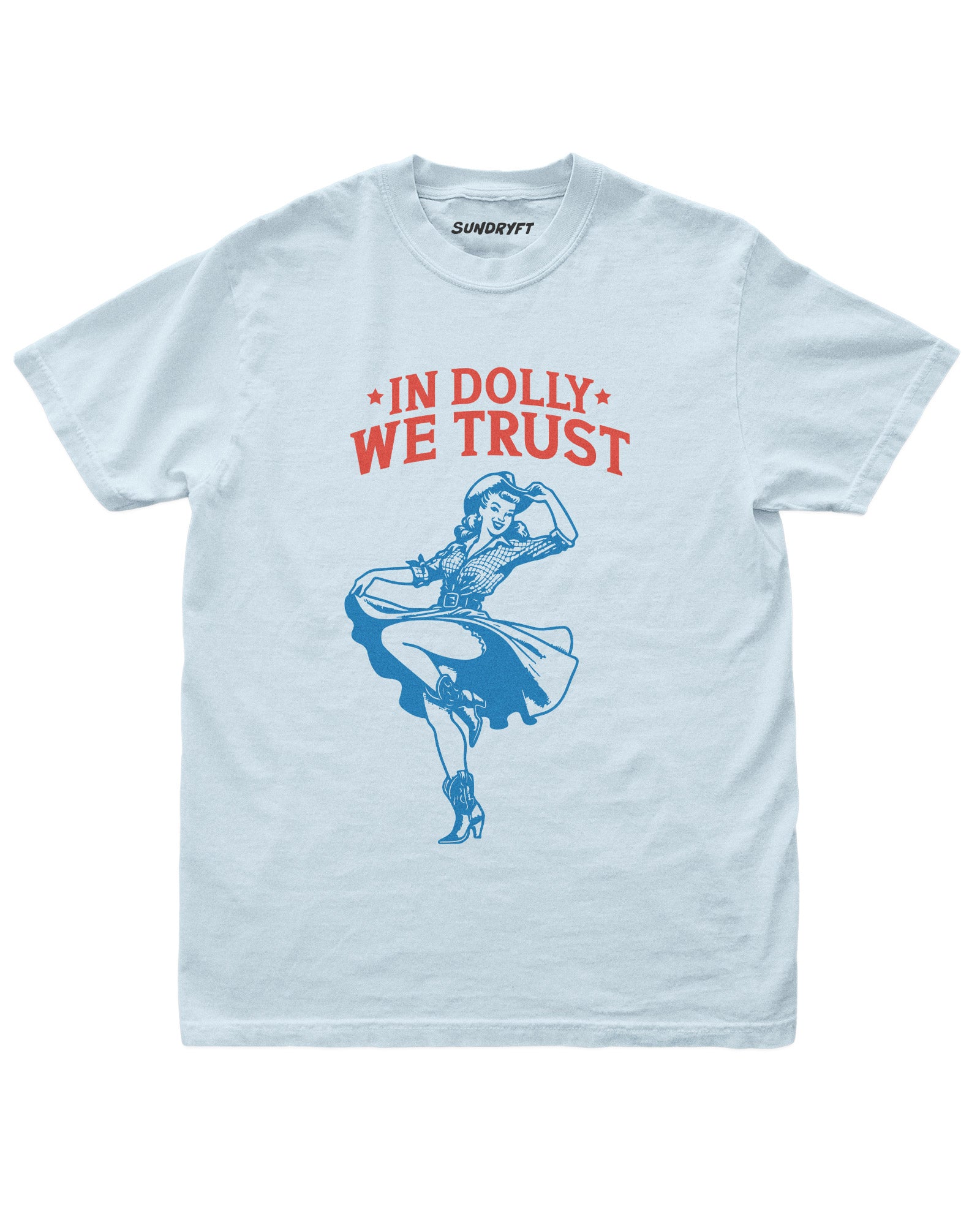 In Dolly We Trust shirt in chambray color
