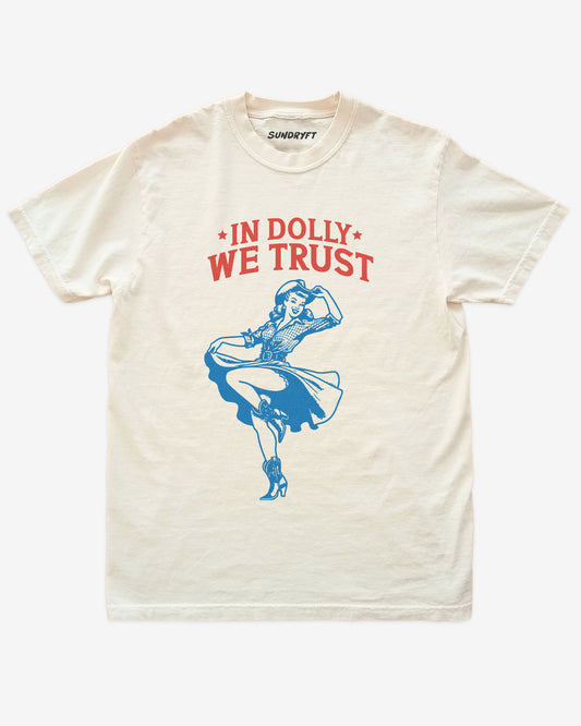 In Dolly We Trust shirt in ivory color