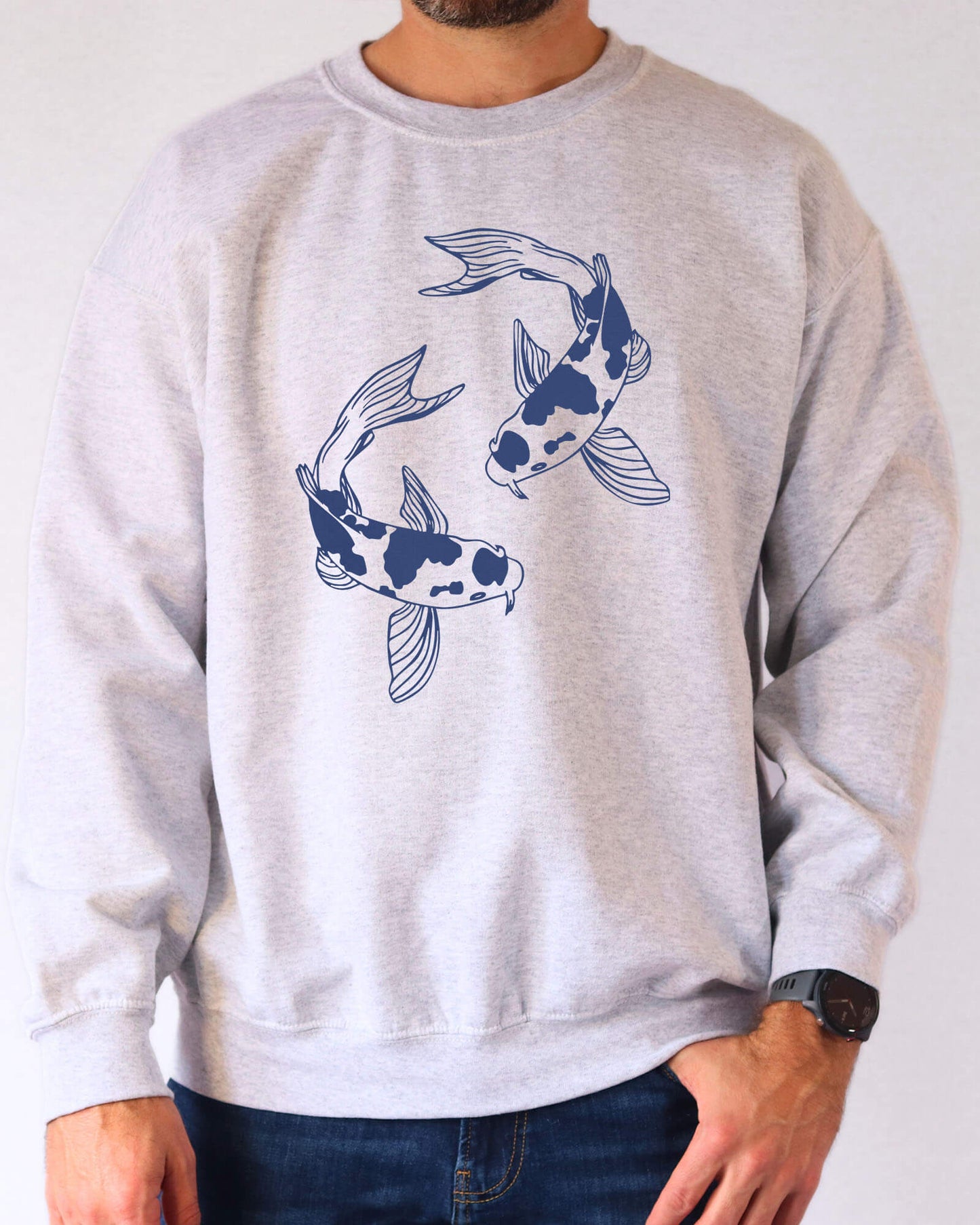 Koi Fish Circle Sweatshirt - Ash