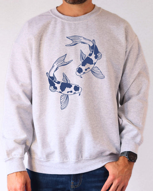 Koi Fish Circle Sweatshirt - Ash