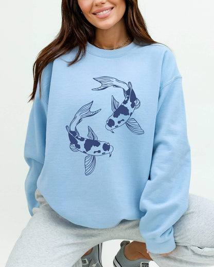 Koi Fish Circle Sweatshirt - Light Blue