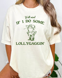 Y'all mind if I do some lollygagging Shirt in natural beige color with a retro cowboy frog graphic