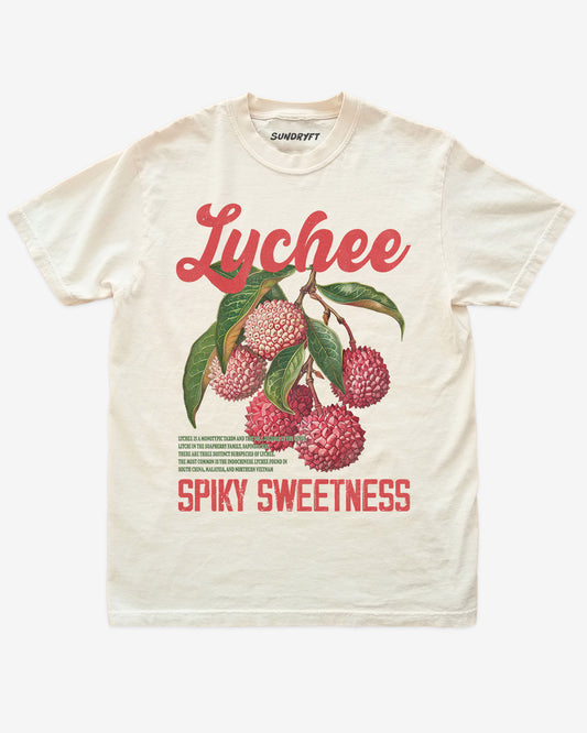Lychee Fruit Shirt – retro 90s vintage fruit graphic tee with relaxed unisex fit, soft cotton, and cute lychee label design.