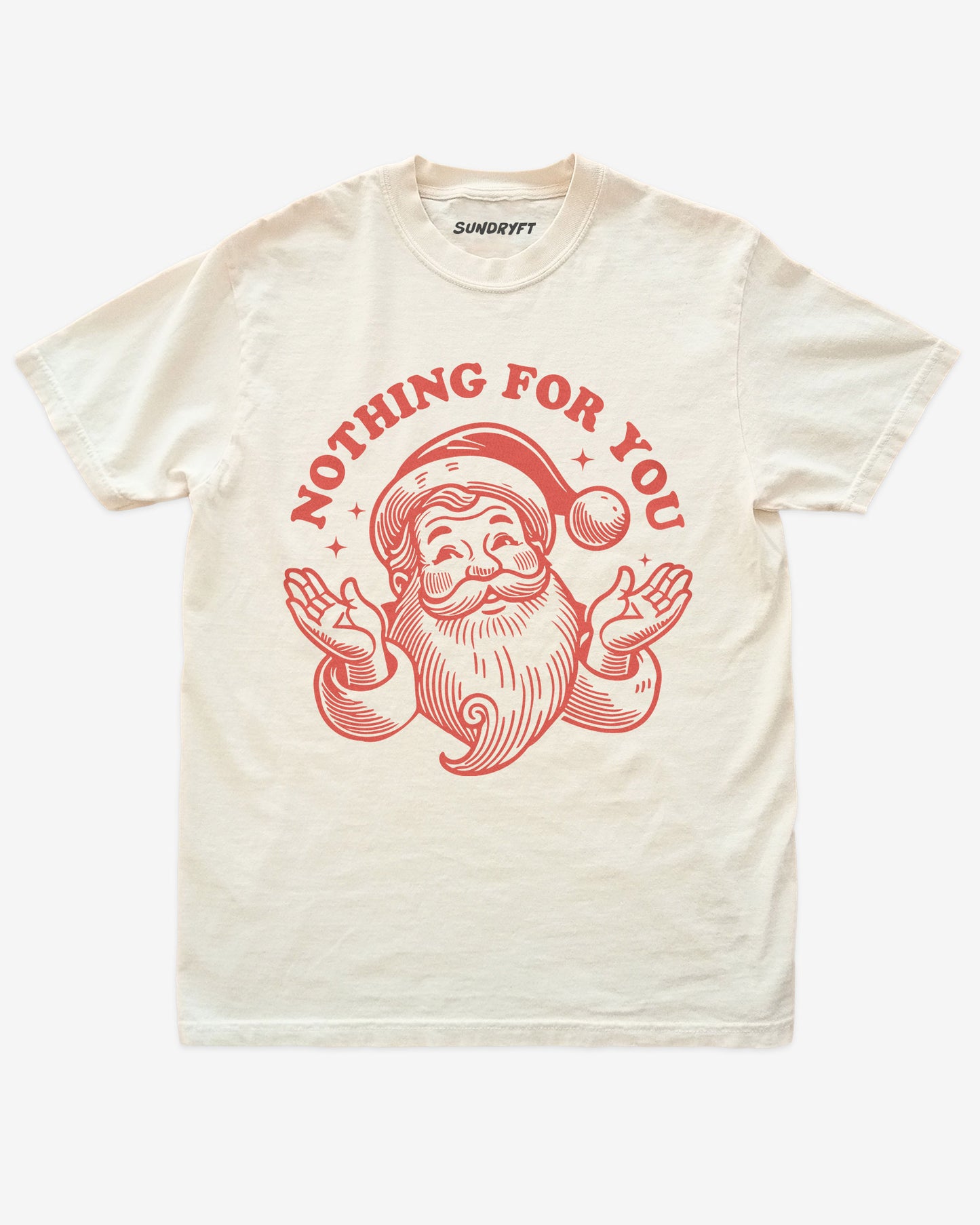 Nothing For You shirt in ivory with retro Santa graphic