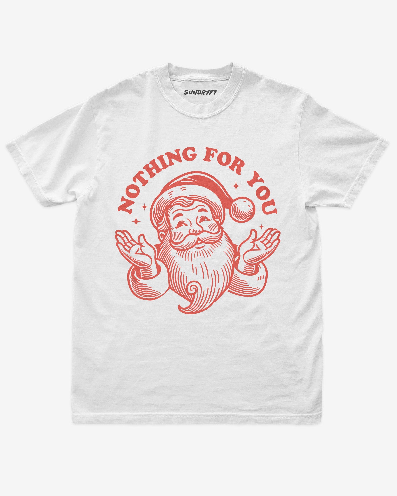 Nothing For You shirt in white with retro Santa graphic