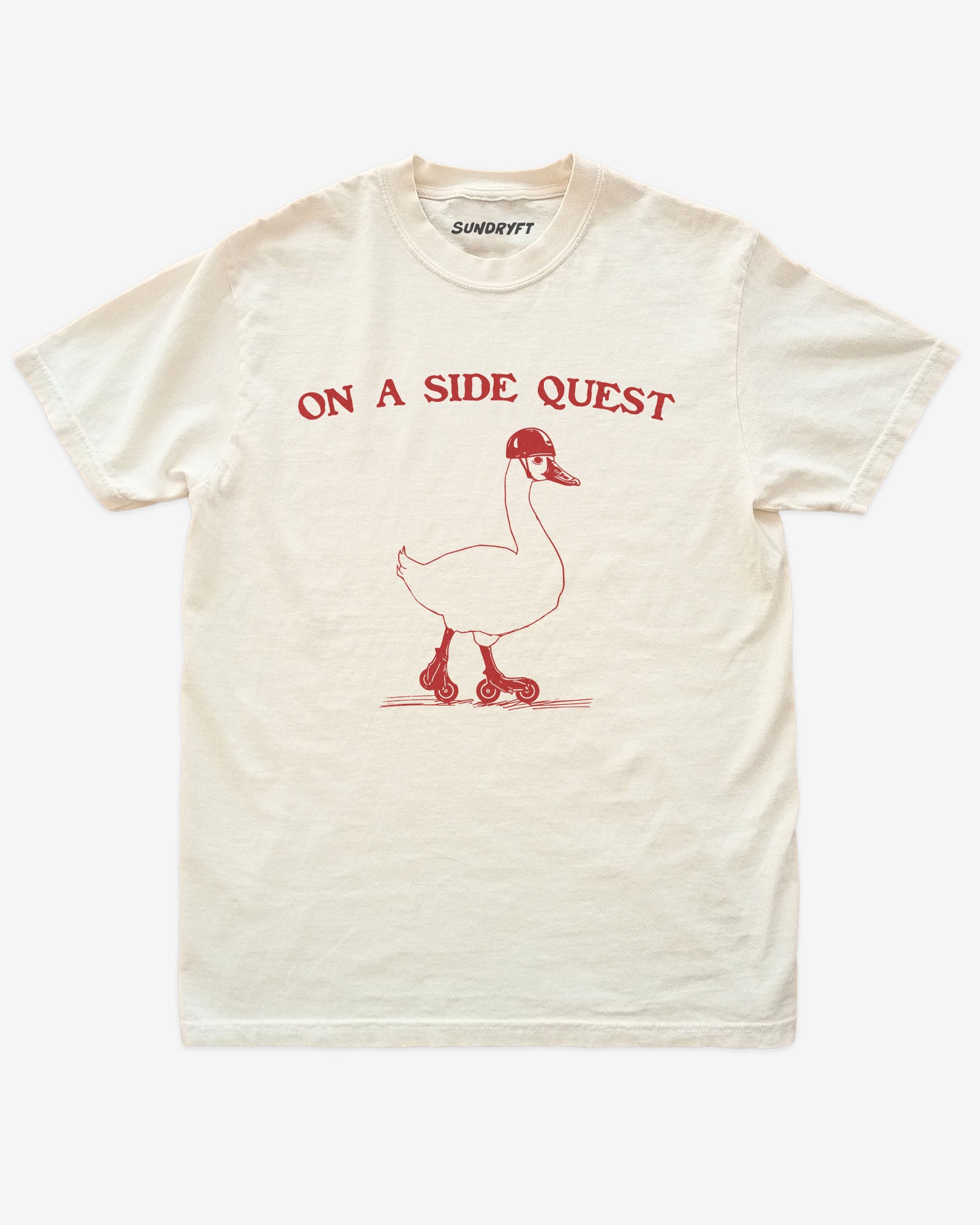 On A Side Quest Shirt, retro 90s vintage graphic tee with funny roller-skating goose design
