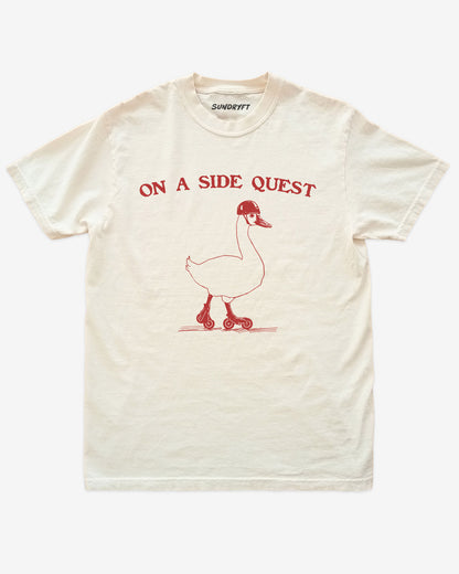 On A Side Quest Shirt, retro 90s vintage graphic tee with funny roller-skating goose design
