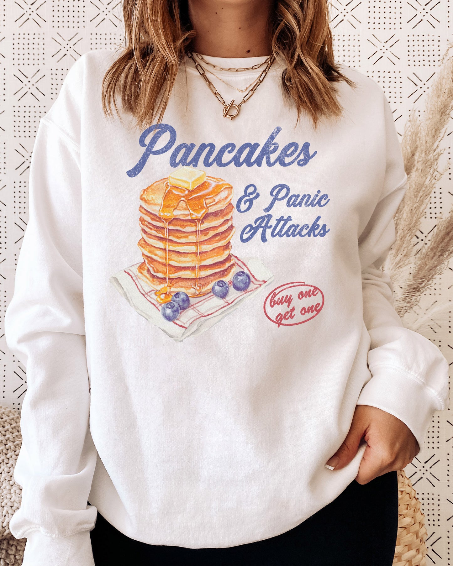 Pancakes And Panic Attacks sweatshirt in white