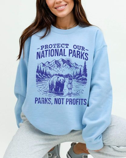 Protect Our National Parks Graphic Sweatshirt – Light Blue