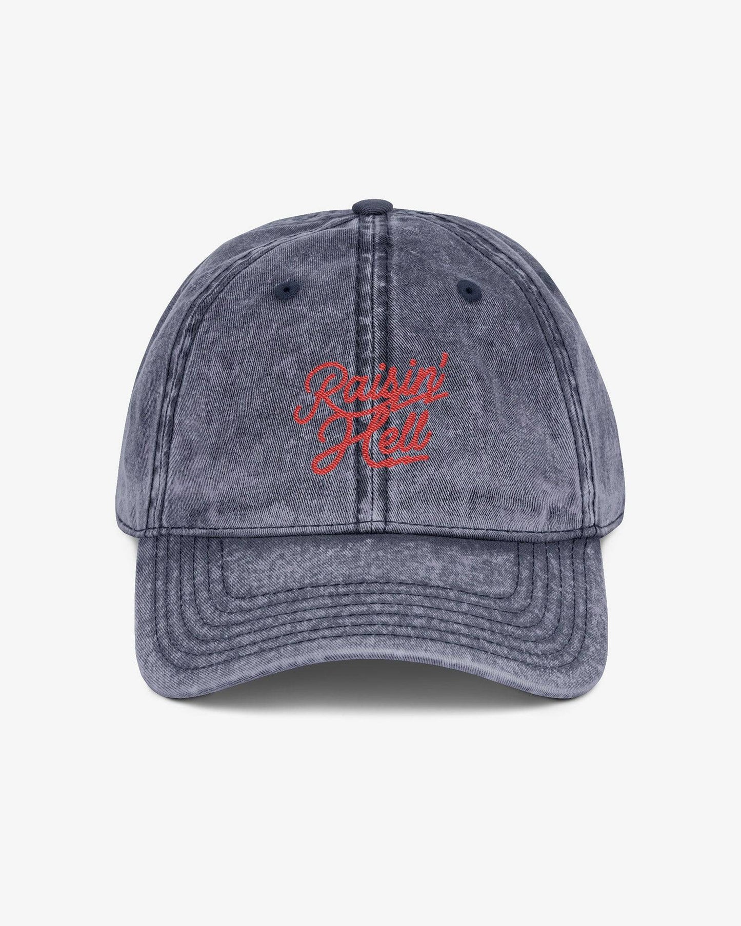 Raisin' Hell embroidered vintage cap in navy color